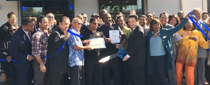 Darrow's New Orleans Grill, owned by Norwood Clark, cuts the ribbon on their location in Carson, CA.